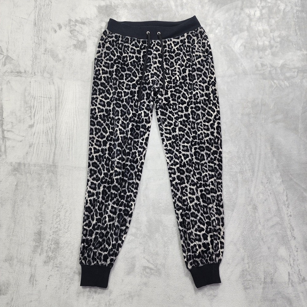MICHAEL Michael Kors Pants Womens M Black Leopard Jogger Fleece Cuffed Lounge